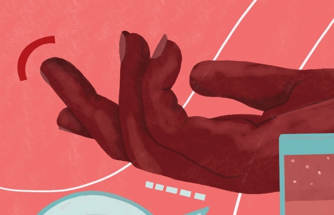 Illustratie van een hand met een donkere huid